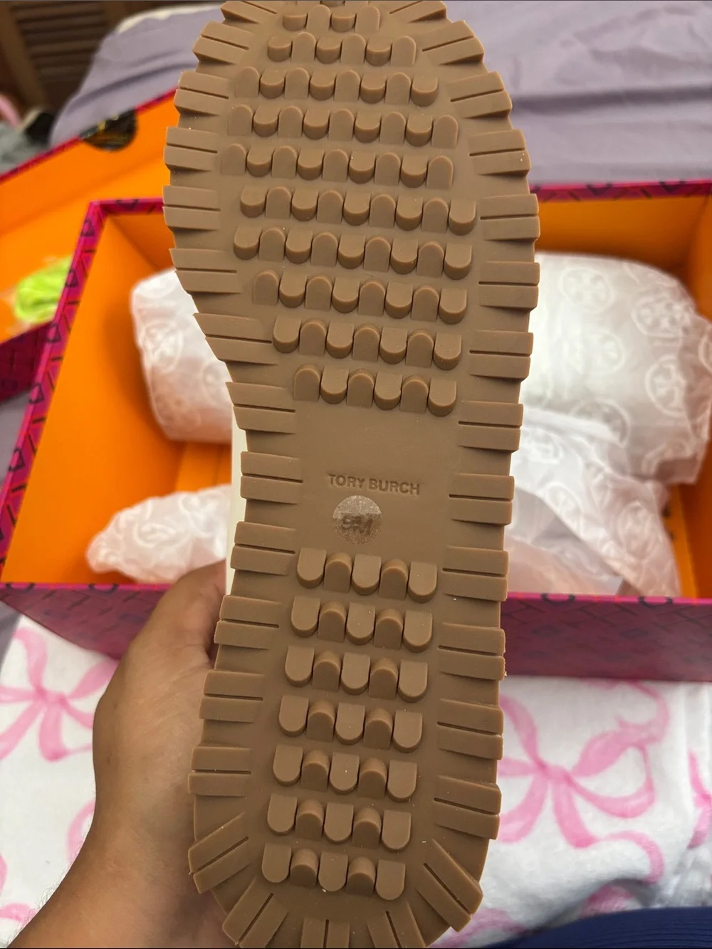Tory Burch Cream and Blush Leather & Suede Runner Sneaker